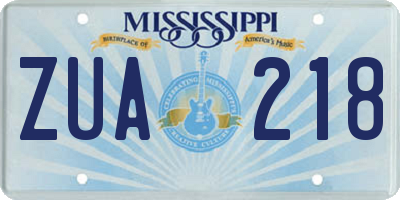 MS license plate ZUA218