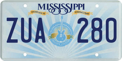 MS license plate ZUA280