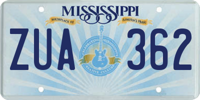 MS license plate ZUA362