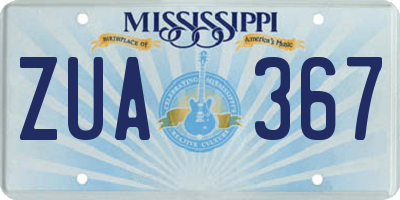 MS license plate ZUA367