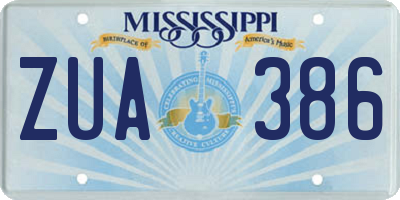 MS license plate ZUA386