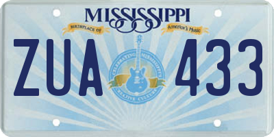 MS license plate ZUA433