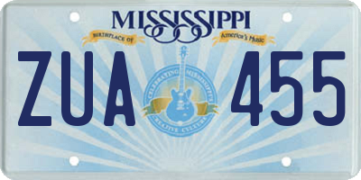MS license plate ZUA455