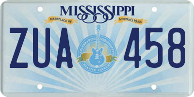 MS license plate ZUA458