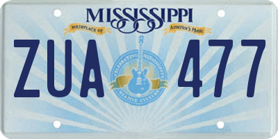 MS license plate ZUA477