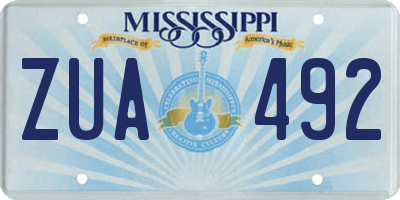MS license plate ZUA492