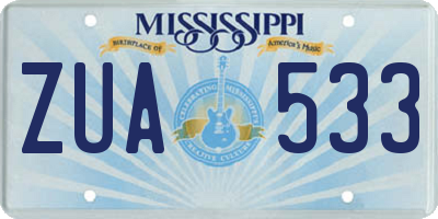 MS license plate ZUA533
