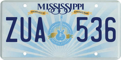 MS license plate ZUA536