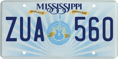 MS license plate ZUA560