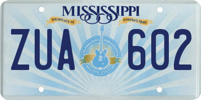 MS license plate ZUA602