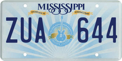 MS license plate ZUA644
