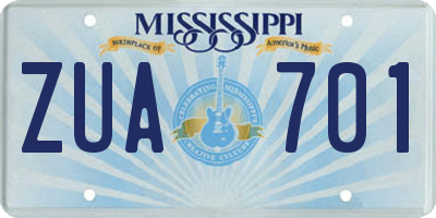 MS license plate ZUA701