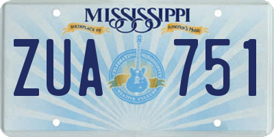 MS license plate ZUA751