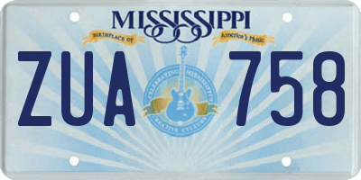 MS license plate ZUA758