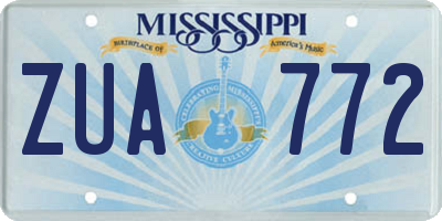 MS license plate ZUA772