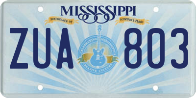 MS license plate ZUA803