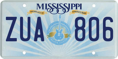 MS license plate ZUA806