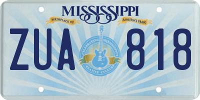 MS license plate ZUA818