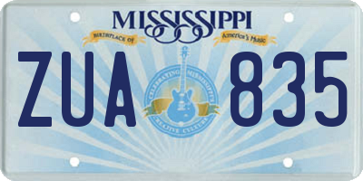 MS license plate ZUA835