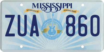 MS license plate ZUA860