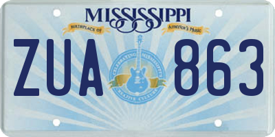MS license plate ZUA863