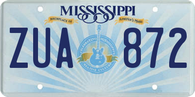 MS license plate ZUA872