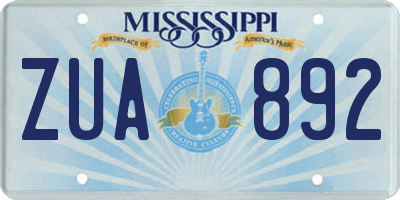 MS license plate ZUA892