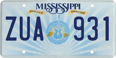 MS license plate ZUA931