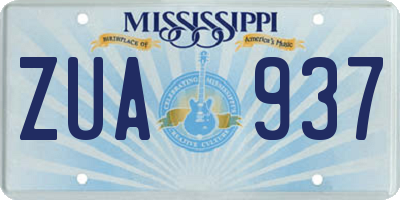MS license plate ZUA937