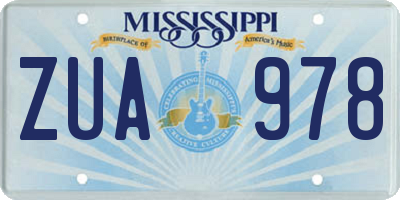 MS license plate ZUA978
