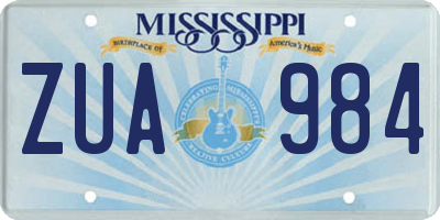 MS license plate ZUA984