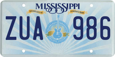 MS license plate ZUA986