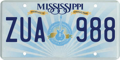 MS license plate ZUA988