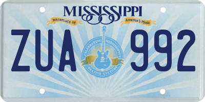 MS license plate ZUA992