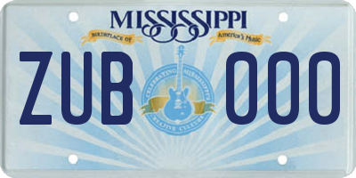 MS license plate ZUB000