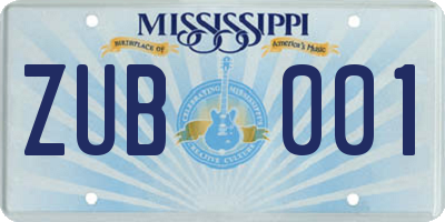 MS license plate ZUB001