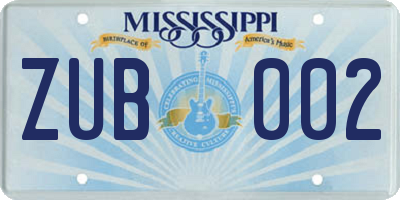 MS license plate ZUB002