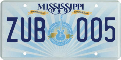 MS license plate ZUB005