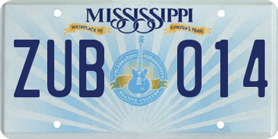 MS license plate ZUB014