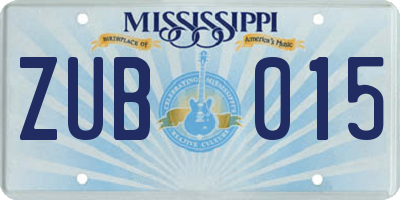MS license plate ZUB015