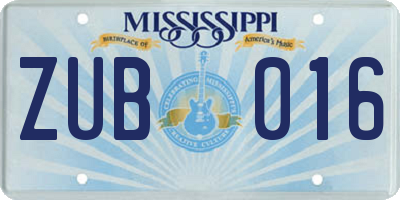MS license plate ZUB016