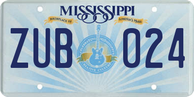 MS license plate ZUB024
