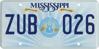 MS license plate ZUB026