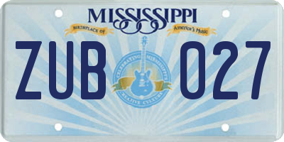 MS license plate ZUB027