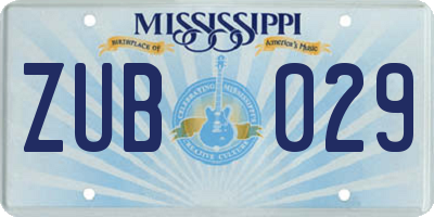 MS license plate ZUB029