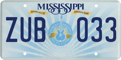 MS license plate ZUB033