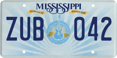 MS license plate ZUB042