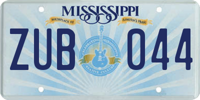 MS license plate ZUB044