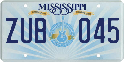 MS license plate ZUB045