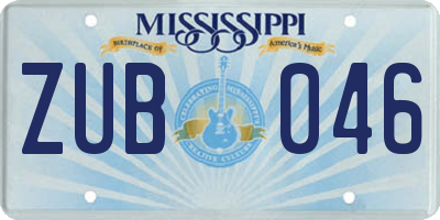 MS license plate ZUB046
